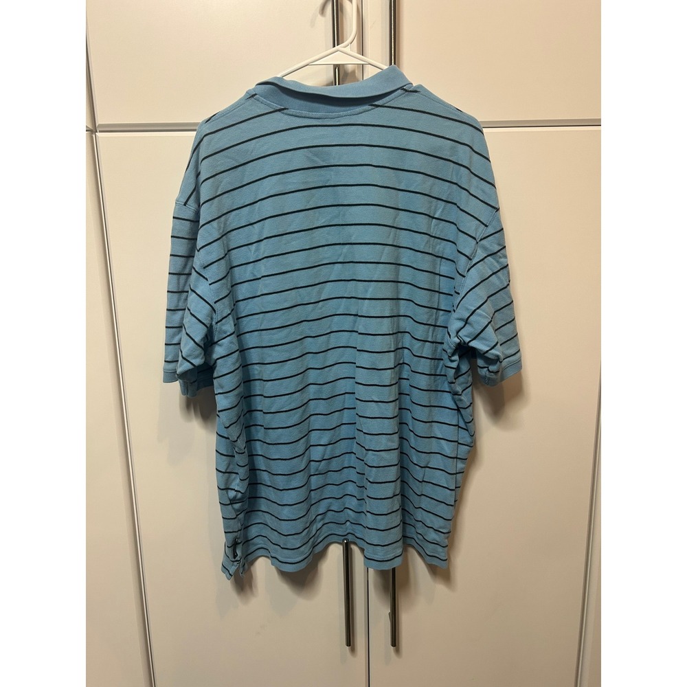 Eddie Bauer Mens XXL Blue Striped Short Sleeve Cotton Pique Polo Shirt‎ - Picture 10 of 16